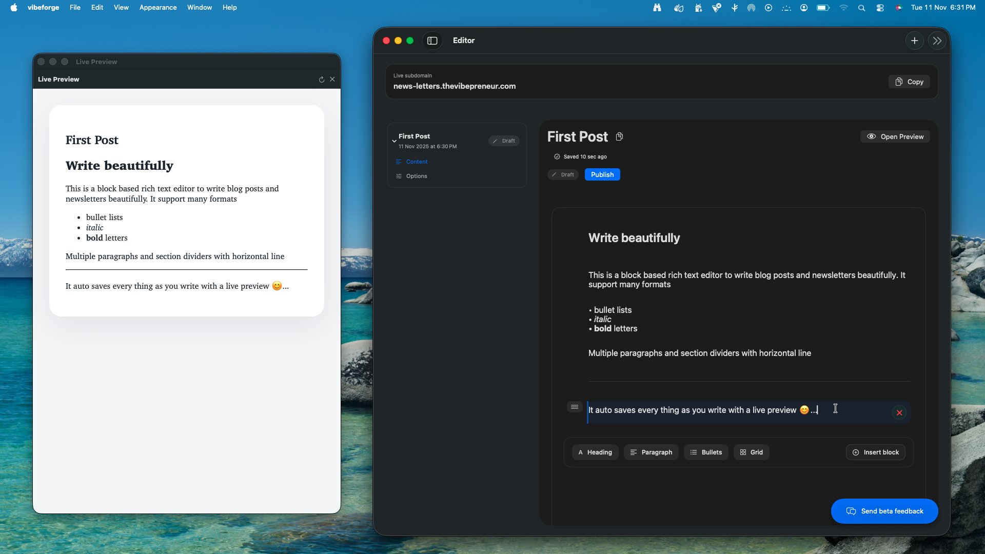 VibeMaker Studio editor screenshot